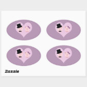 Cute Pig Couple Ovale Sticker (Vel)