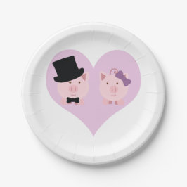 Cute Pig Couple Papieren Bordje