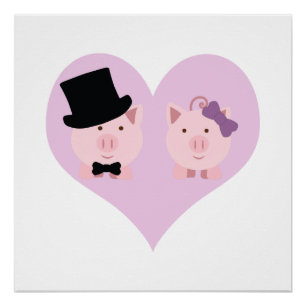 Cute Pig Couple Perfect Poster
