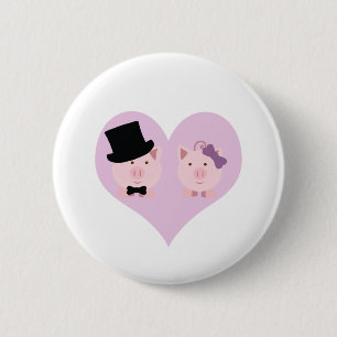 Cute Pig Couple Ronde Button 5,7 Cm