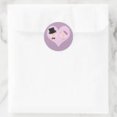 Cute Pig Couple Ronde Sticker (Tas)