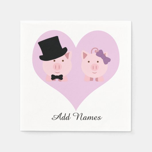 Cute Pig Couple Servet (Voorkant)