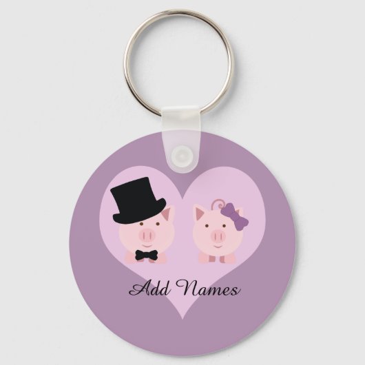 Cute Pig Couple Sleutelhanger (Voorkant)