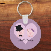 Cute Pig Couple Sleutelhanger (Voorkant)