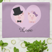 Cute Pig Couple Theedoek (Gevouwen)