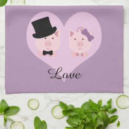 Cute Pig Couple Theedoek