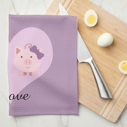 Cute Pig Couple Theedoek (Quarter Fold)