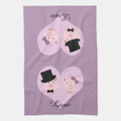 Cute Pig Couple Theedoek (Verticaal)