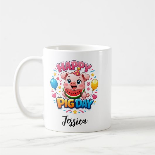 Cute Pig Day Mok – Lieve Varkensliefhebber (Links)