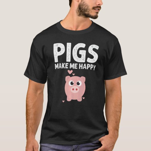 Cute Pig Designs For Men Women  Farming Animal Pig T-shirt (Voorkant)