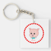 Cute Pig en Hearts Sleutelhanger (voorkant)