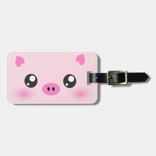 Cute Pig Face - kawaii minimalisme Bagagelabel (Voorkant horizontaal)