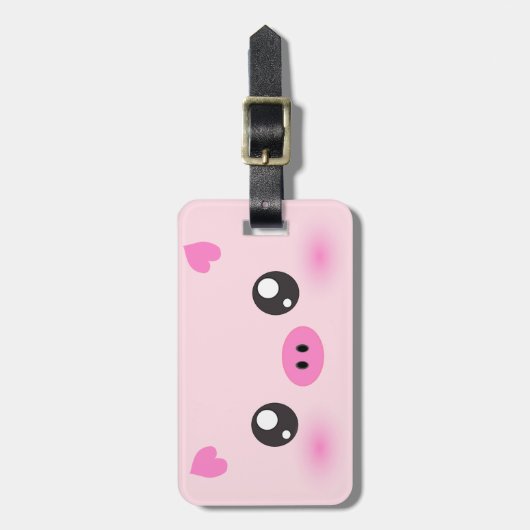 Cute Pig Face - kawaii minimalisme Bagagelabel (Voorkant verticaal)