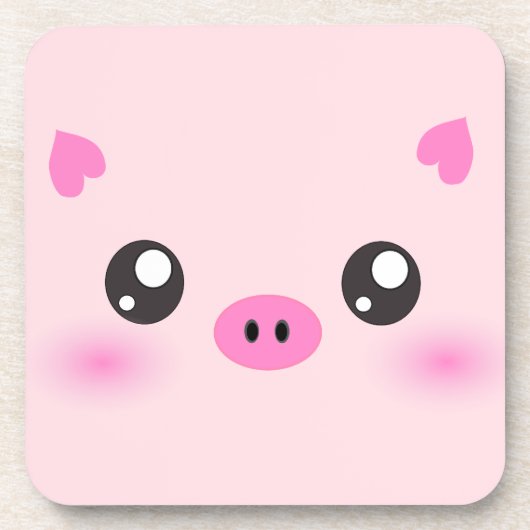Cute Pig Face - kawaii minimalisme Bier Onderzetter (Voorkant)
