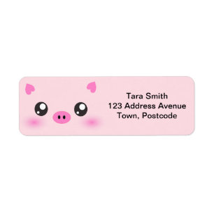 Cute Pig Face - kawaii minimalisme Etiket