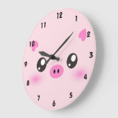 Cute Pig Face - kawaii minimalisme Grote Klok (Hoek)