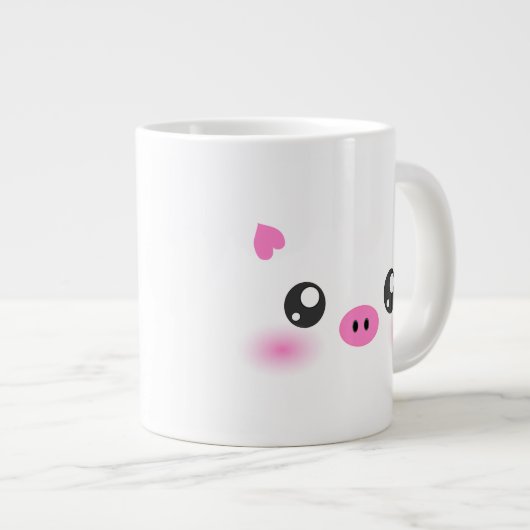 Cute Pig Face - kawaii minimalisme Grote Koffiekop (Voorkant rechts)