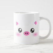 Cute Pig Face - kawaii minimalisme Grote Koffiekop (Rechts)