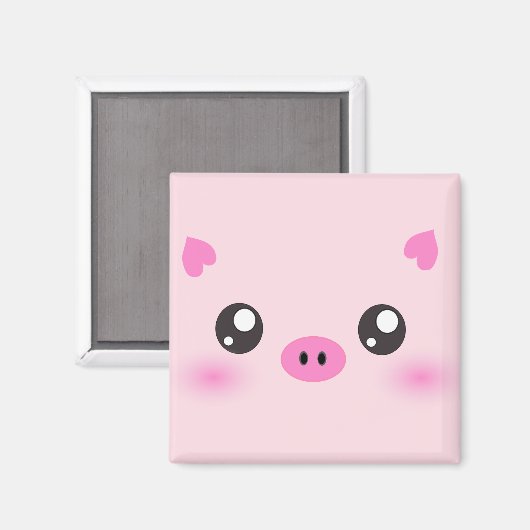 Cute Pig Face - kawaii minimalisme Magneet (Voorkant / Achterkant)