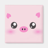 Cute Pig Face - kawaii minimalisme Magneet (Voorkant)