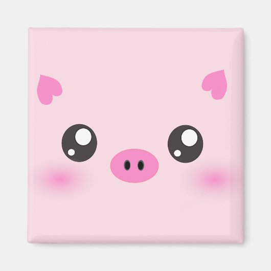 Cute Pig Face - kawaii minimalisme Magneet (Voorkant)