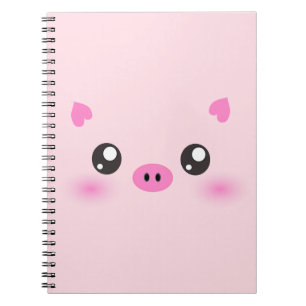 Cute Pig Face - kawaii minimalisme Notitieboek