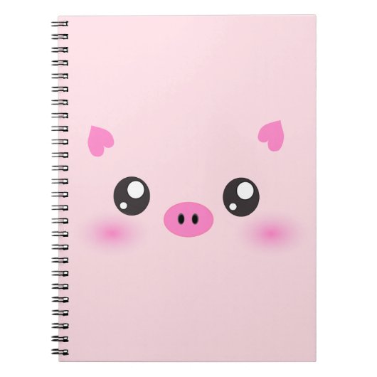 Cute Pig Face - kawaii minimalisme Notitieboek (Voorkant)