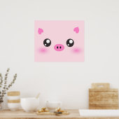 Cute Pig Face - kawaii minimalisme Poster (Keuken)
