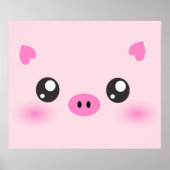 Cute Pig Face - kawaii minimalisme Poster (Voorkant)