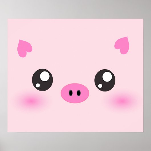 Cute Pig Face - kawaii minimalisme Poster (Voorkant)