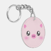 Cute Pig Face - kawaii minimalisme Sleutelhanger (Voorkant Links)
