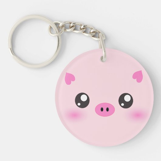 Cute Pig Face - kawaii minimalisme Sleutelhanger (Voorkant)