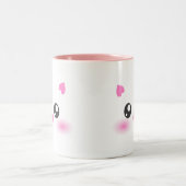 Cute Pig Face - kawaii minimalisme Tweekleurige Koffiemok (Center)