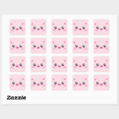 Cute Pig Face - kawaii minimalisme Vierkante Sticker (Vel)