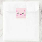Cute Pig Face - kawaii minimalisme Vierkante Sticker (Tas)