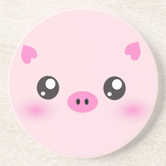 Cute Pig Face - kawaii minimalisme Zandsteen Onderzetter (Voorkant)