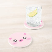 Cute Pig Face - kawaii minimalisme Zandsteen Onderzetter (Zijkant)