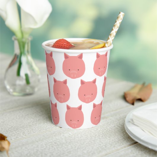 Cute Pig Face Pattern Animal Papieren Bekers (Insitu)