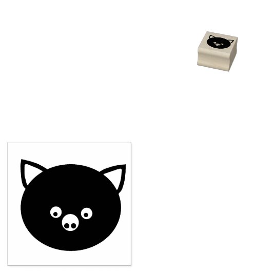 Cute Pig Face Wood Art Stamp Rubberstempel (Gestempeld)