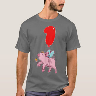 Cute Pig Fairy1st BirthdayKids Balonpartij T-shirt