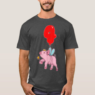 Cute Pig Fairy4th BirthdayKids ballonpartij T-shirt