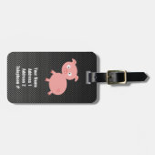 Cute Pig; Faux-koolstofvezel Bagagelabel (Voorkant horizontaal)