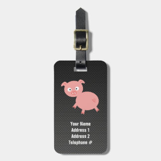 Cute Pig; Faux-koolstofvezel Bagagelabel