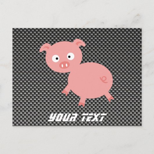 Cute Pig; Faux-koolstofvezel Briefkaart (Voorkant)