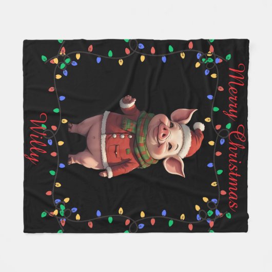 Cute Pig Fleece Blanket (Voorkant (Horizontaal))