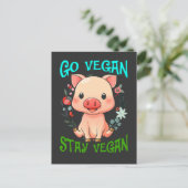 Cute Pig Flower Vegan Animal Rights Vegetarian Briefkaart (Staand voorkant)