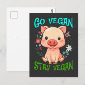 Cute Pig Flower Vegan Animal Rights Vegetarian Briefkaart (Voorkant / Achterkant)