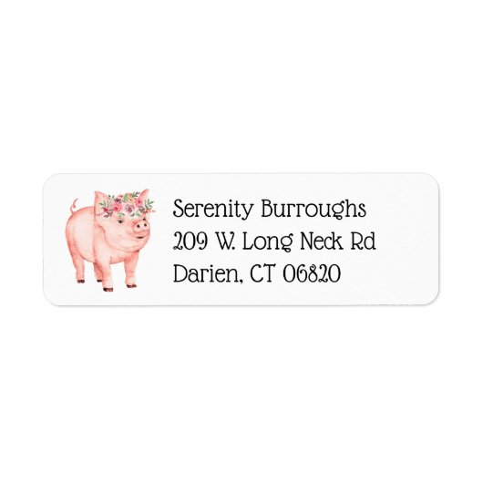 Cute Pig Funny Farm Animal Boho Piggy Etiket (Voorkant)