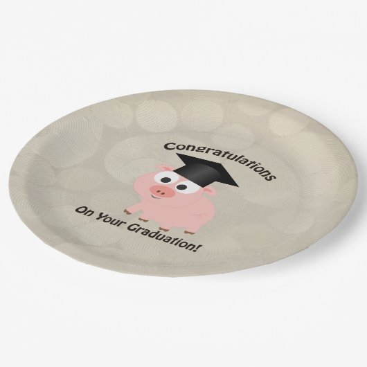 Cute Pig Gefeliciteerd met je Afstuderen Papieren Bordje (Gekanteld)
