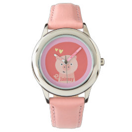 Cute Pig - Gepersonaliseerde Kinderen Horloge